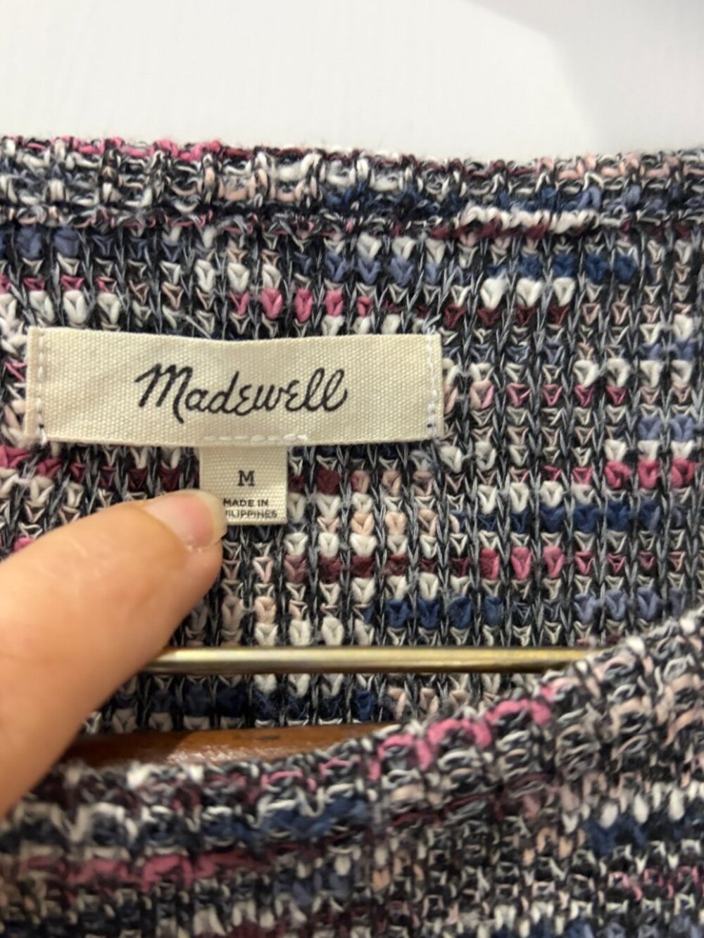 Madewell Multicolor Marled Knit Pullover Sweater Size Medium Cotton, Pink/Gray - Picture 2 of 9